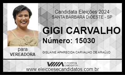 Candidato GIGI CARVALHO 2024 - SANTA BÁRBARA D\OESTE - Eleições