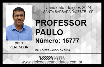 Candidato PROFESSOR PAULO 2024 - SANTA BÁRBARA D\OESTE - Eleições