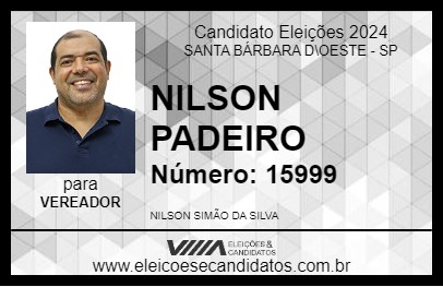 Candidato NILSON PADEIRO 2024 - SANTA BÁRBARA D\OESTE - Eleições