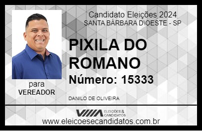 Candidato PIXILA DO ROMANO 2024 - SANTA BÁRBARA D\OESTE - Eleições