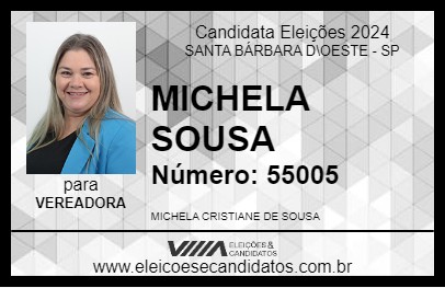 Candidato MICHELA SOUSA 2024 - SANTA BÁRBARA D\OESTE - Eleições