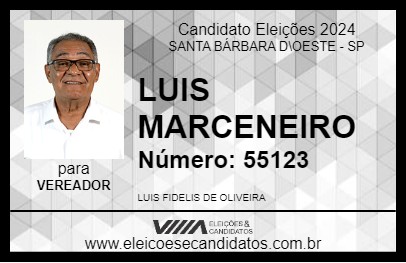 Candidato LUIS MARCENEIRO 2024 - SANTA BÁRBARA D\OESTE - Eleições