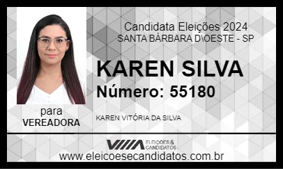 Candidato KAREN SILVA 2024 - SANTA BÁRBARA D\OESTE - Eleições