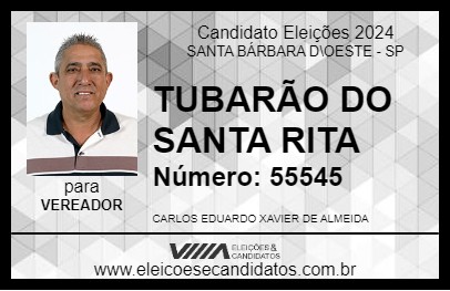 Candidato TUBARÃO DO SANTA RITA 2024 - SANTA BÁRBARA D\OESTE - Eleições