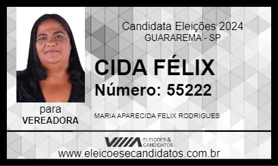 Candidato CIDA FÉLIX 2024 - GUARAREMA - Eleições