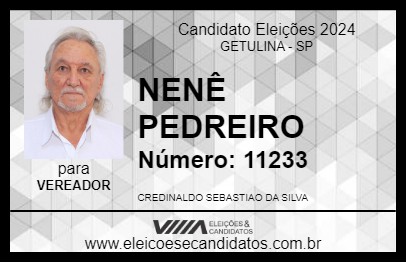 Candidato NENÊ PEDREIRO 2024 - GETULINA - Eleições