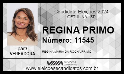 Candidato REGINA PRIMO 2024 - GETULINA - Eleições