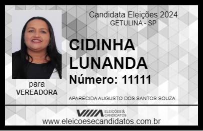 Candidato CIDINHA LUNANDA 2024 - GETULINA - Eleições