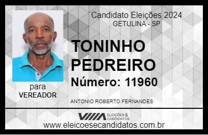 Candidato TONINHO PEDREIRO 2024 - GETULINA - Eleições