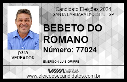 Candidato BEBETO DO ROMANO 2024 - SANTA BÁRBARA D\OESTE - Eleições