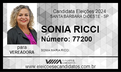 Candidato SONIA RICCI 2024 - SANTA BÁRBARA D\OESTE - Eleições