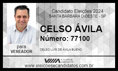 Candidato CELSO ÁVILA 2024 - SANTA BÁRBARA D\OESTE - Eleições