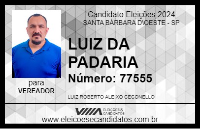 Candidato LUIZ DA PADARIA 2024 - SANTA BÁRBARA D\OESTE - Eleições