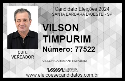 Candidato VILSON TIMPURIM 2024 - SANTA BÁRBARA D\OESTE - Eleições