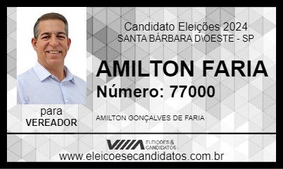 Candidato AMILTON FARIA 2024 - SANTA BÁRBARA D\OESTE - Eleições