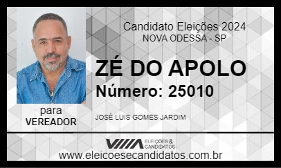 Candidato ZÉ DO APOLO 2024 - NOVA ODESSA - Eleições