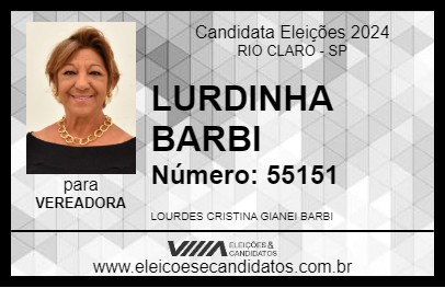 Candidato LURDINHA BARBI 2024 - RIO CLARO - Eleições