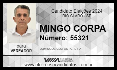 Candidato MINGO CORPA 2024 - RIO CLARO - Eleições