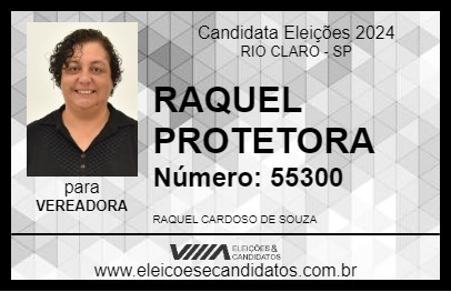 Candidato RAQUEL PROTETORA 2024 - RIO CLARO - Eleições