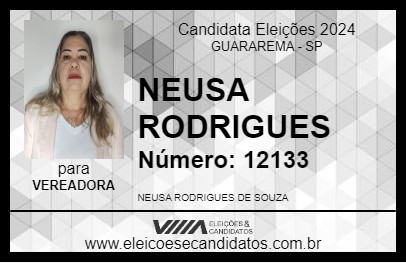 Candidato NEUSA RODRIGUES 2024 - GUARAREMA - Eleições