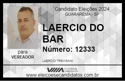 Candidato LAERCIO DO BAR 2024 - GUARAREMA - Eleições