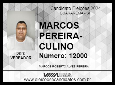 Candidato MARCOS PEREIRA-CULINO 2024 - GUARAREMA - Eleições