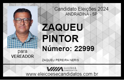 Candidato ZAQUEU PINTOR 2024 - ANDRADINA - Eleições