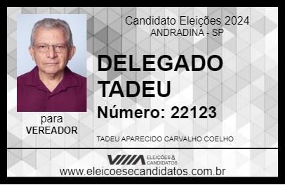 Candidato DELEGADO TADEU 2024 - ANDRADINA - Eleições