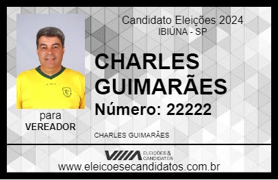 Candidato CHARLES GUIMARÃES 2024 - IBIÚNA - Eleições