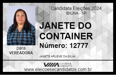 Candidato JANETE DO CONTAINER 2024 - IBIÚNA - Eleições