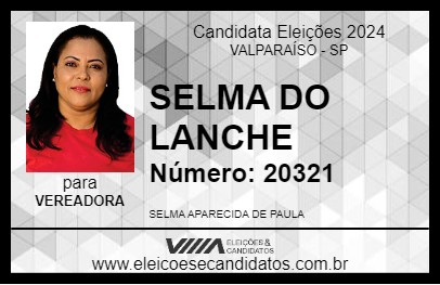 Candidato SELMA DO LANCHE 2024 - VALPARAÍSO - Eleições