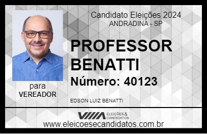 Candidato PROFESSOR BENATTI 2024 - ANDRADINA - Eleições