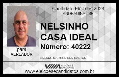 Candidato NELSINHO CASA IDEAL 2024 - ANDRADINA - Eleições