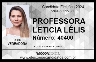 Candidato PROFESSORA LETICIA LÉLIS 2024 - ANDRADINA - Eleições