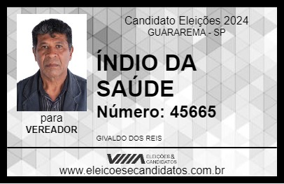 Candidato ÍNDIO DA SAÚDE 2024 - GUARAREMA - Eleições