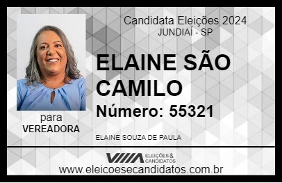 Candidato ELAINE SÃO CAMILO 2024 - JUNDIAÍ - Eleições