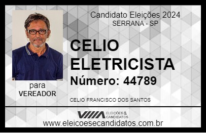 Candidato CELIO ELETRICISTA 2024 - SERRANA - Eleições