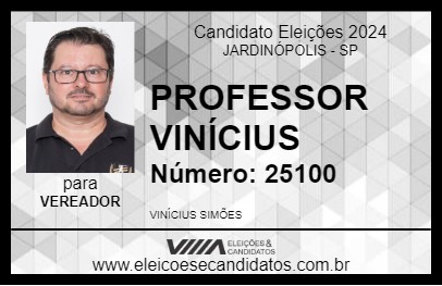 Candidato PROFESSOR VINÍCIUS 2024 - JARDINÓPOLIS - Eleições