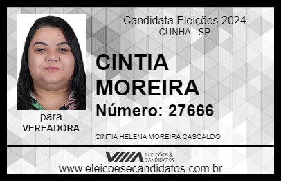 Candidato CINTIA MOREIRA 2024 - CUNHA - Eleições