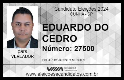 Candidato EDUARDO DO CEDRO 2024 - CUNHA - Eleições