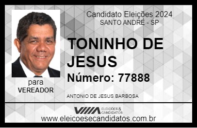 Candidato TONINHO DE JESUS 2024 - SANTO ANDRÉ - Eleições