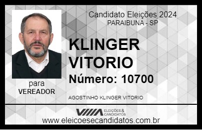 Candidato KLINGER VITORIO 2024 - PARAIBUNA - Eleições