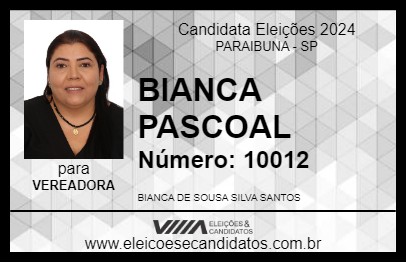 Candidato BIANCA PASCOAL 2024 - PARAIBUNA - Eleições