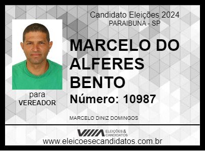 Candidato MARCELO DO ALFERES BENTO 2024 - PARAIBUNA - Eleições