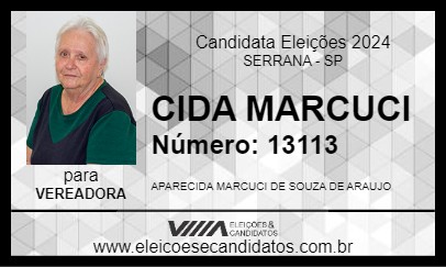 Candidato CIDA MARCUCI 2024 - SERRANA - Eleições