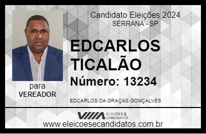 Candidato EDCARLOS TICALÃO 2024 - SERRANA - Eleições