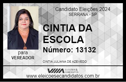 Candidato CINTIA DA ESCOLA 2024 - SERRANA - Eleições