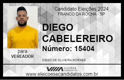 Candidato DIEGO CABELEIREIRO 2024 - FRANCO DA ROCHA - Eleições