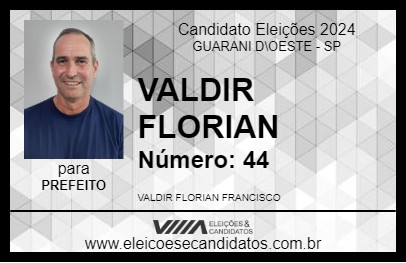 Candidato VALDIR FLORIAN 2024 - GUARANI D\OESTE - Eleições