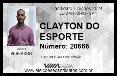 Candidato CLAYTON DO ESPORTE 2024 - LUÍS ANTÔNIO - Eleições